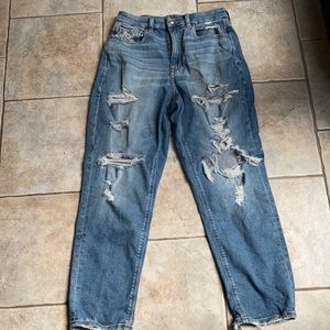 AE stretch ripped curvy mom jeans